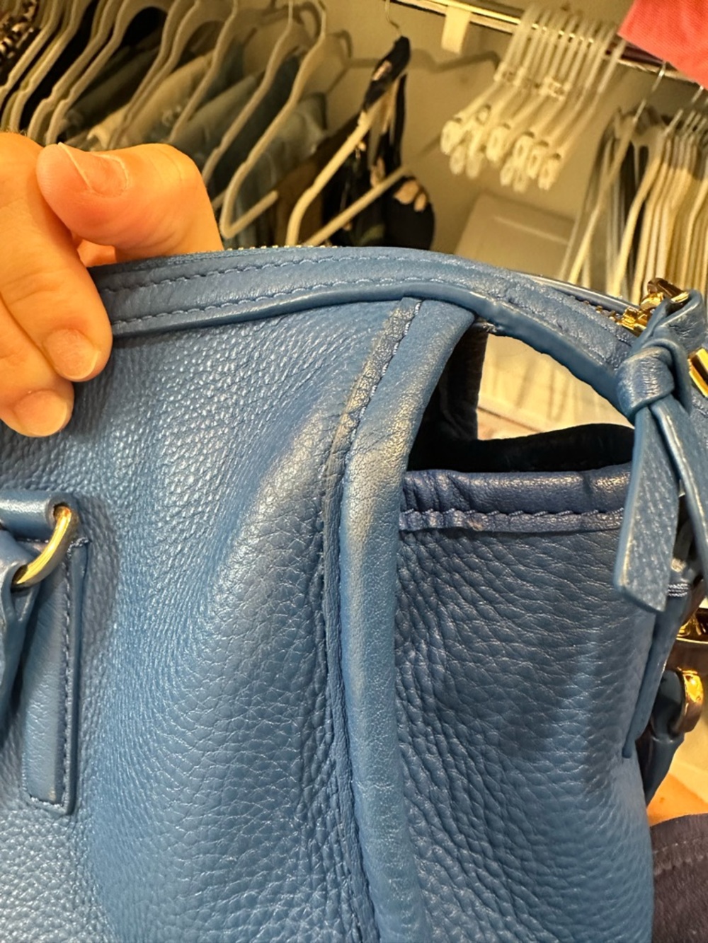 Tory Burch Electric Blue Pebbled Leather Crossbody Satchel - Picture 11 of 12